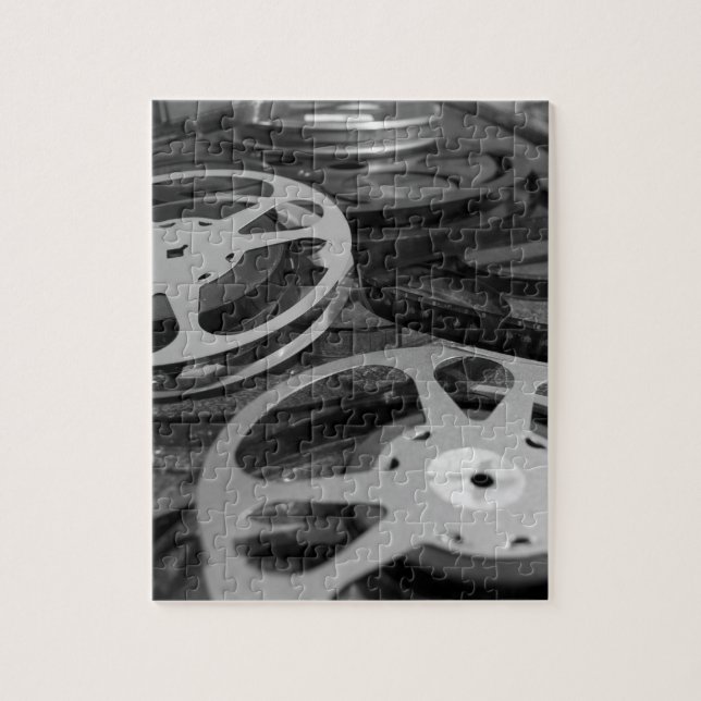 Vintage Film Reels Black and White Jigsaw Puzzle (Vertical)
