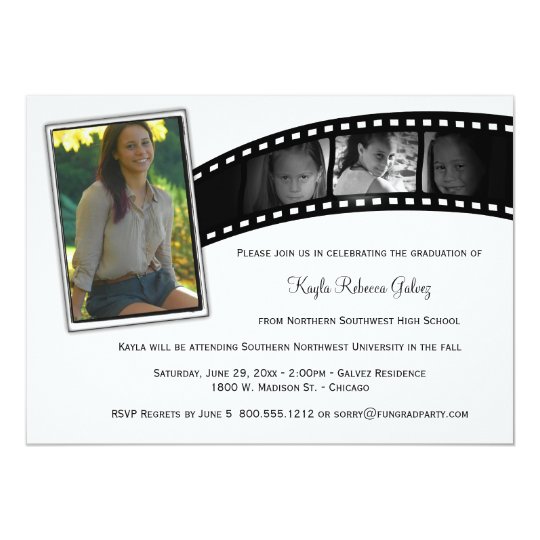 Vintage Film Strip Graduation Party Photo Invite