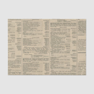 Vintage Financial Report Newspaper Tissue Paper