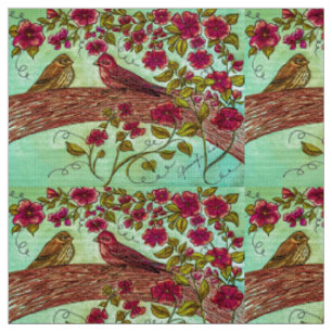 Vintage Finches Fabric
