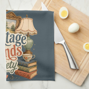 Vintage Finds Cottagecore Treasures Blue  Tea Towel
