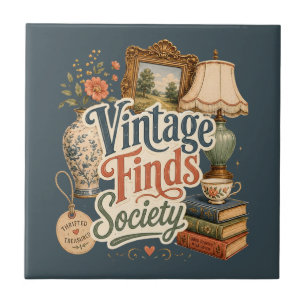 Vintage Finds Cottagecore Treasures Blue  Tile