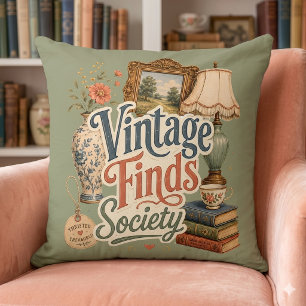 Vintage Finds Cottagecore Treasures Green Cushion