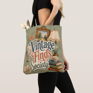 Vintage Finds Cottagecore Treasures Green Tote Bag