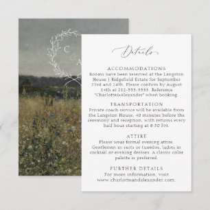 Vintage, Fine art inspired wedding details Enclosure Card
