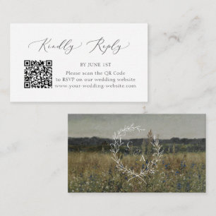 Vintage, Fine Art inspired, wreath QR CODE RSVP  Enclosure Card