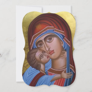 Vintage Fine Art of Mary Baby Jesus Fancy Trim Holiday Card