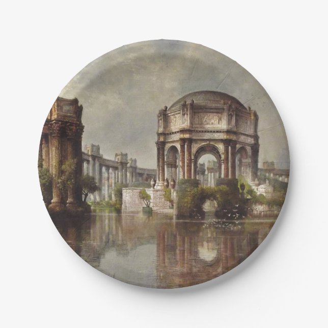 Vintage Fine Arts Palace Painting Paper Plate (Front)
