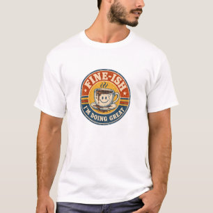 Vintage “Fine-Ish” Coffee Sign – Retro Smiling Cup T-Shirt