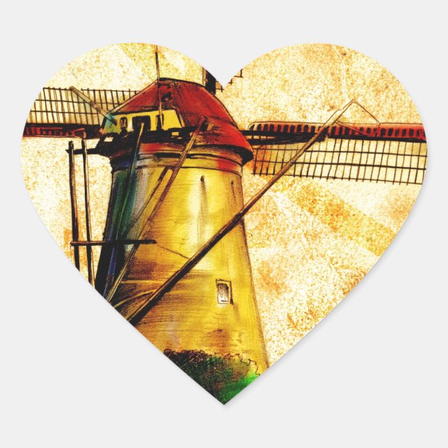 Vintage fineart F021 Windmill Heart Sticker (Front)
