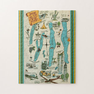 Vintage Finger Lakes 11x14 Map Jigsaw Puzzle