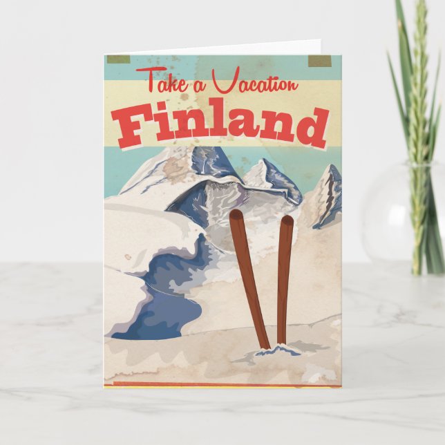 Vintage Finland Travel Poster Holiday Card (Front)