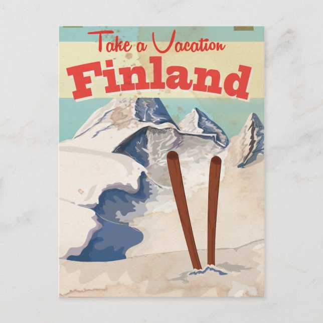 Vintage Finland Travel Poster Postcard (Front)