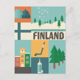 Vintage Finland Travel winter nordic europe Postcard