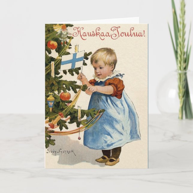 Vintage Finnish Hauskaa Joulua Christmas Card (Front)