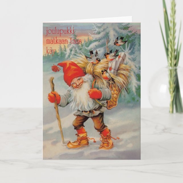 Vintage Finnish Joulupukki Christmas Card (Front)