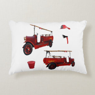 Vintage Fire Brigade Truck Axe Cap, Decorative Cushion