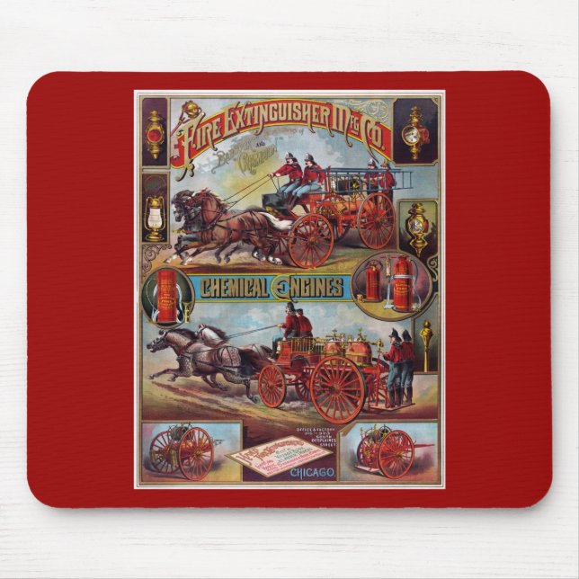 Vintage Fire Extinguisher Advertising Mouse Mat (Front)