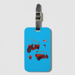 Vintage Fire Fighting Truck And Equipment, Luggage Tag