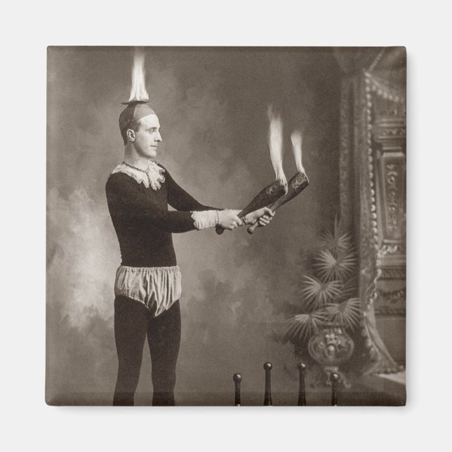 Vintage Fire Juggler Magnet (Front)