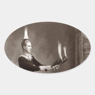 Vintage Fire Juggler Oval Sticker