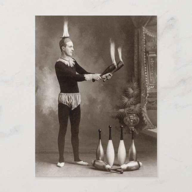 Vintage Fire Juggler Postcard (Front)