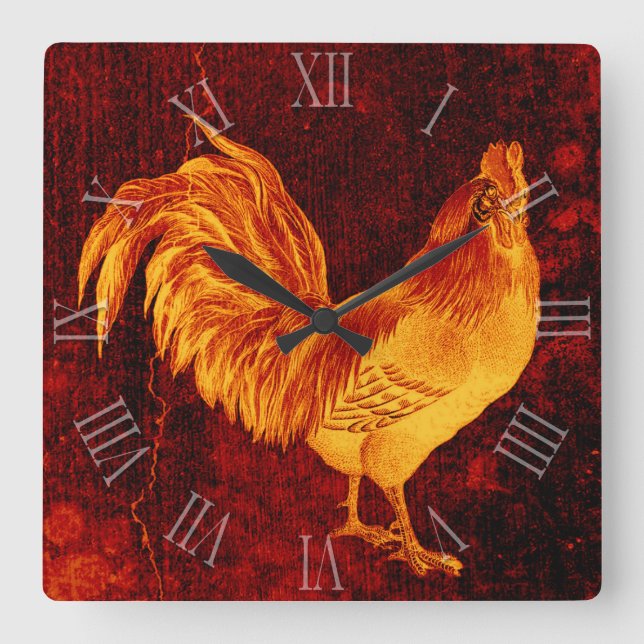 Vintage Fire Rooster Year 2017 Wall Clock (Front)