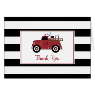 Vintage Fire Truck Baby Shower Thank You Note