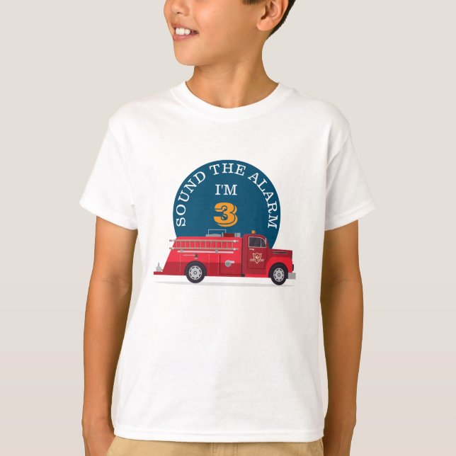 Vintage Fire Truck Birthday Any Age T-Shirt (Front)