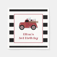 Vintage Fire Truck Birthday Napkins