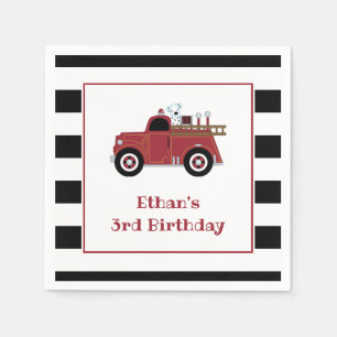 Vintage Fire Truck Birthday Napkins