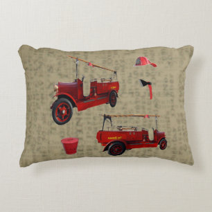 Vintage Fire Truck On Vintage Newspaper Print, Decorative Cushion