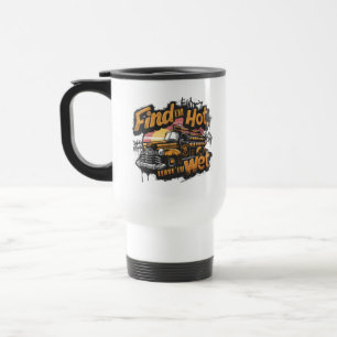 Vintage Fire Truck Sunset Graphic Travel Mug