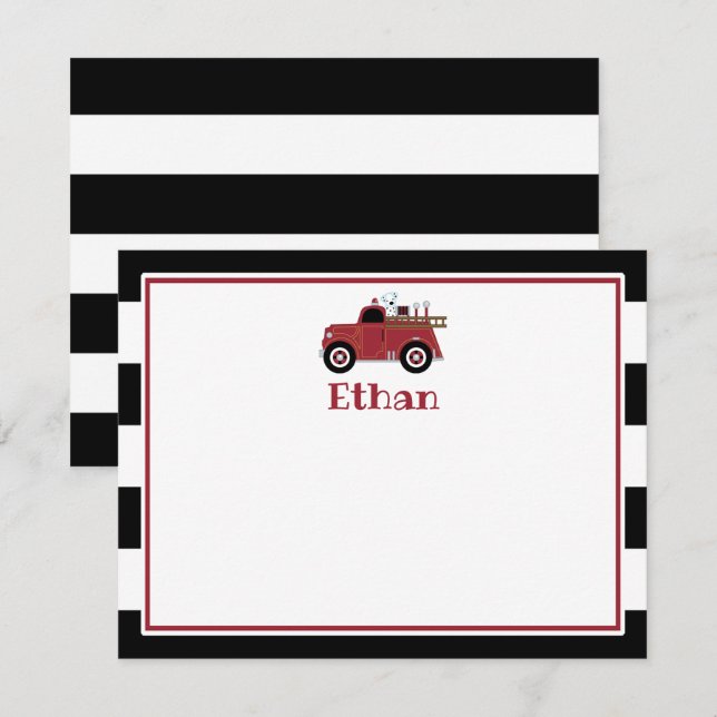 Vintage Fire Truck Thank You Card (Front/Back)