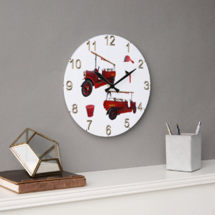 Vintage Fire Trucks And Equipment, Large Clock