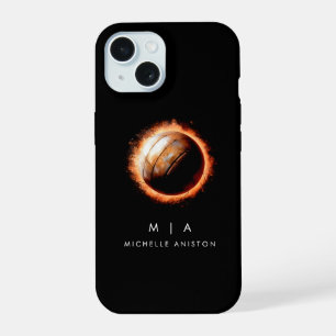 Vintage Fire Volleyball Monogram Custom iPhone 15 Case