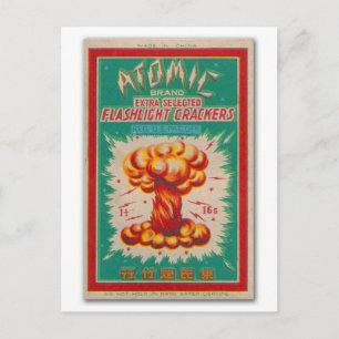 Vintage Firecracker Firework Label 'Atomic Brand' Postcard