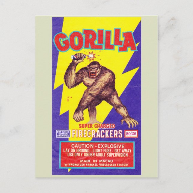 Vintage Firecracker Package Postcard (Front)