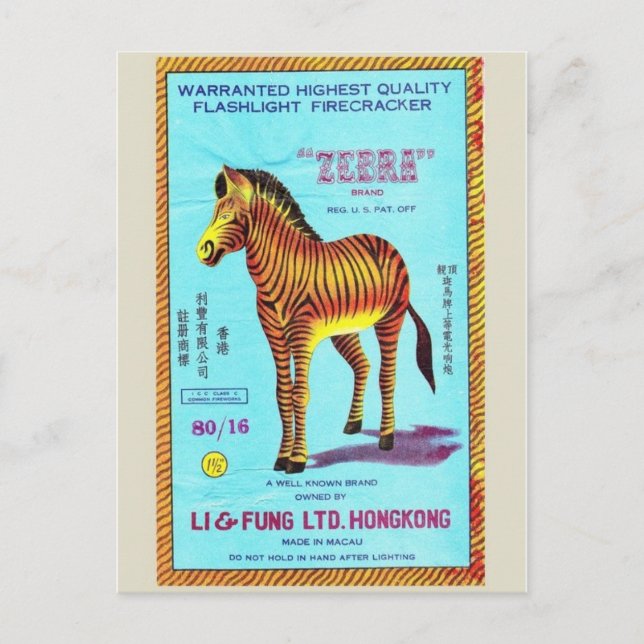 Vintage Firecracker Package Postcard (Front)