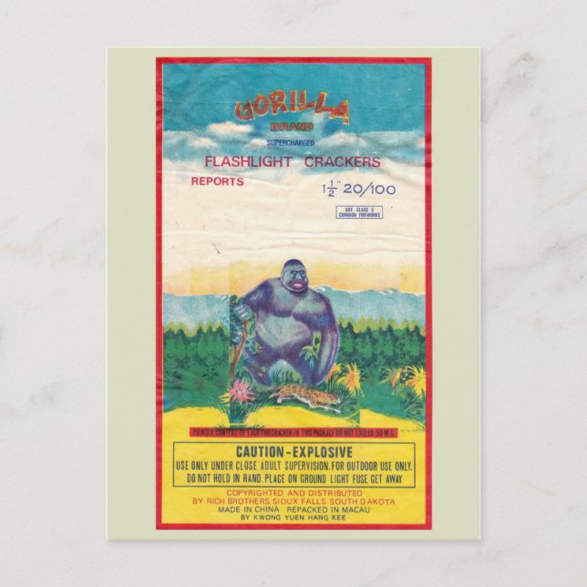 Vintage Firecracker Package Postcard (Front)