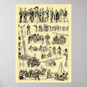 Vintage Firefighter Art Poster