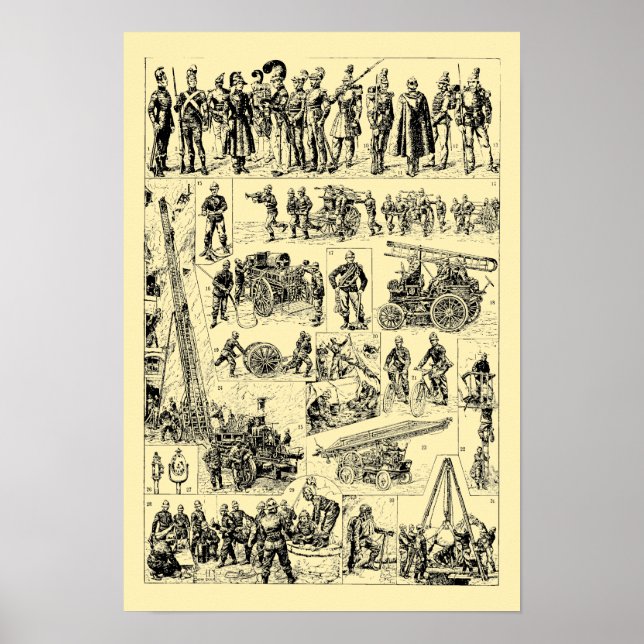 Vintage Firefighter Art Poster (Front)