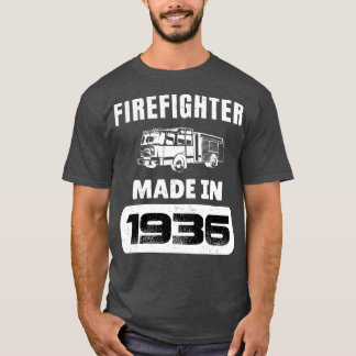 Vintage Firefighter Born In 1936 87 Years Old Fath T-Shirt