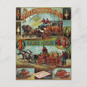 Vintage Firefighter Fire Extinguisher Advertising Postcard