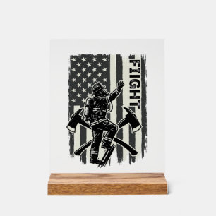 Vintage Firefighter Flag Fight Shirt Design_1 Acrylic Sign