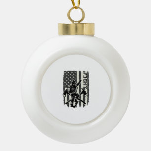 Vintage Firefighter Flag Fight Shirt Design_1 Ceramic Ball Christmas Ornament