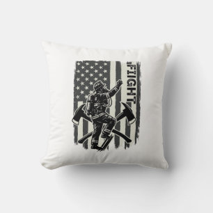Vintage Firefighter Flag Fight Shirt Design_1 Cushion