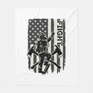 Vintage Firefighter Flag Fight Shirt Design_1 Fleece Blanket