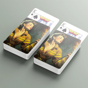 Vintage Firefighter Pin Up Playing Cards