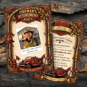 Vintage Firefighter Retirement Party Invitation